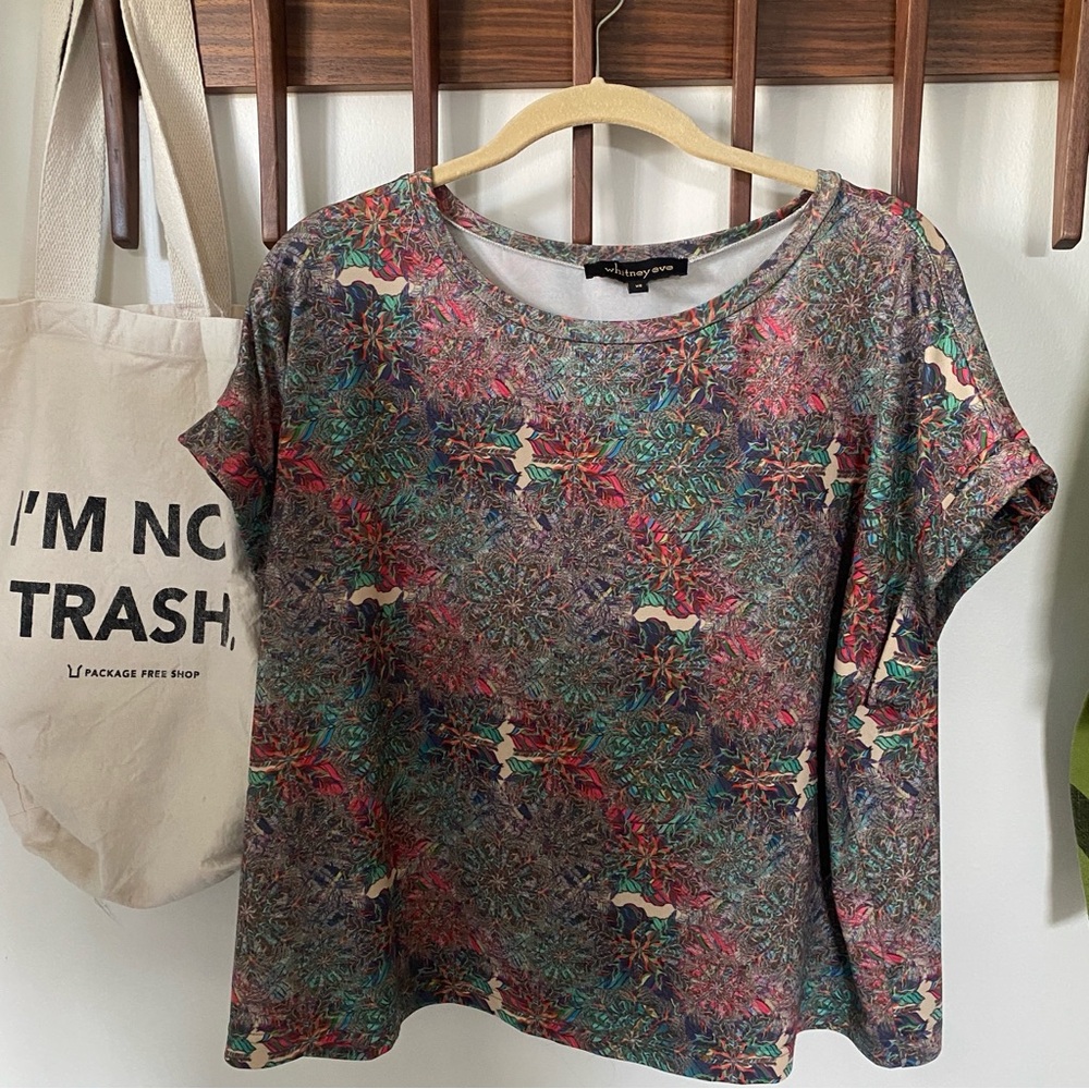 Whitney Eve short sleeve boxy oversize psychedelic  patterned top shirt XS